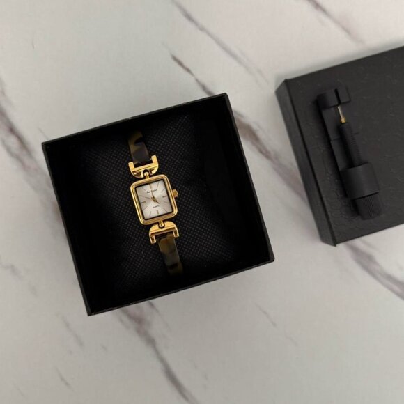 Sku‎ 0457 cute gold mini watch bracelet with brown Inserts with marble pattern main image 4